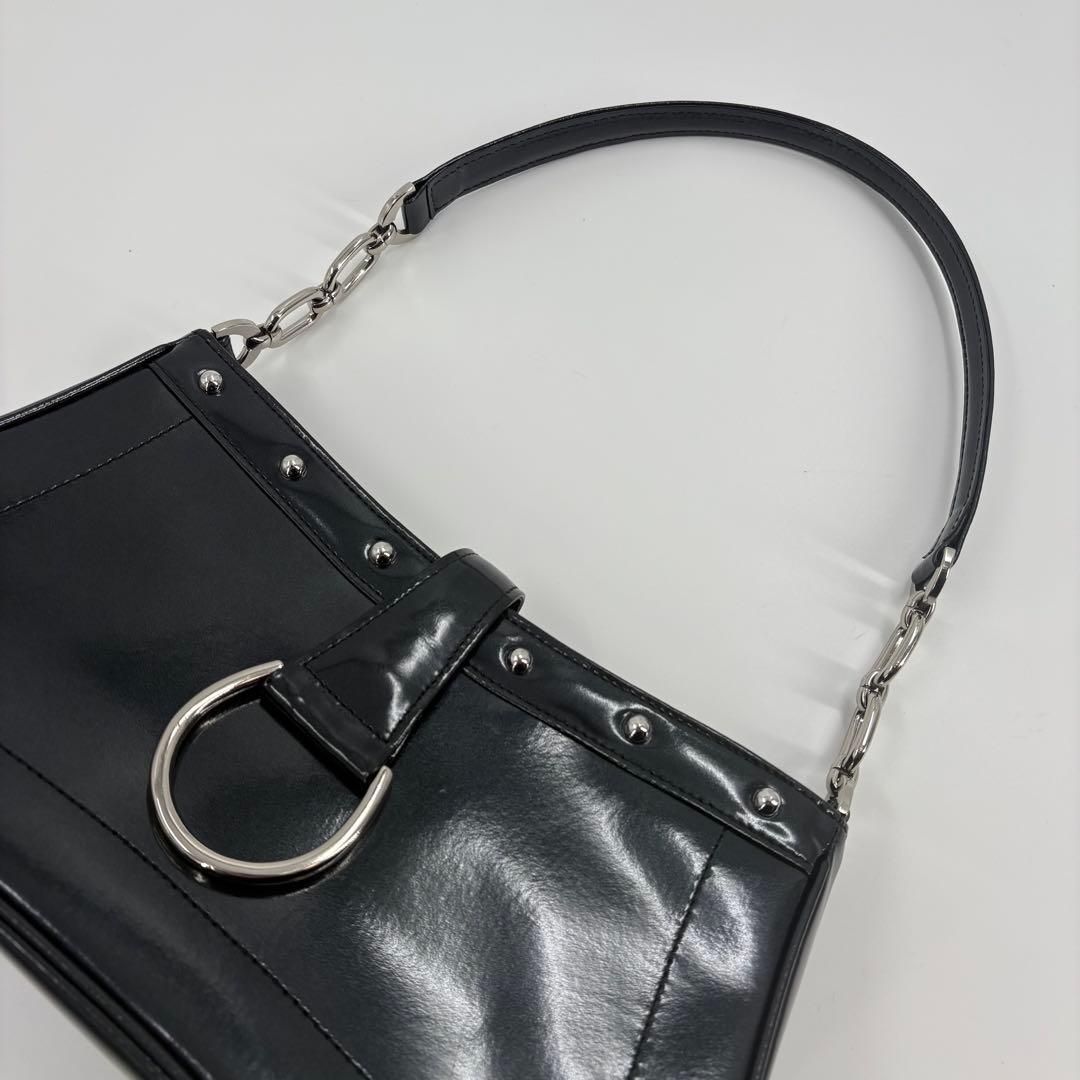 美品　HAMANO ハマノ 濱野　ハンドバッグ レザー チェーン 黒 853