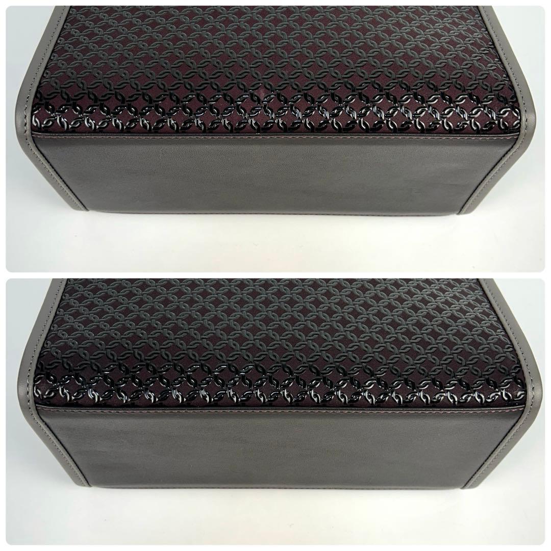 【未使用級】印傳屋　ハンドバッグ　手提げ　甲州印伝　上原勇七　和装　鹿革　あずき