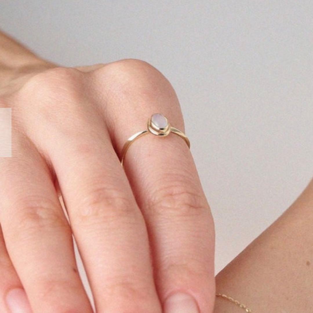 美品　現行品　ete K10YG ヴェール ナチュラルストーン リング　11号