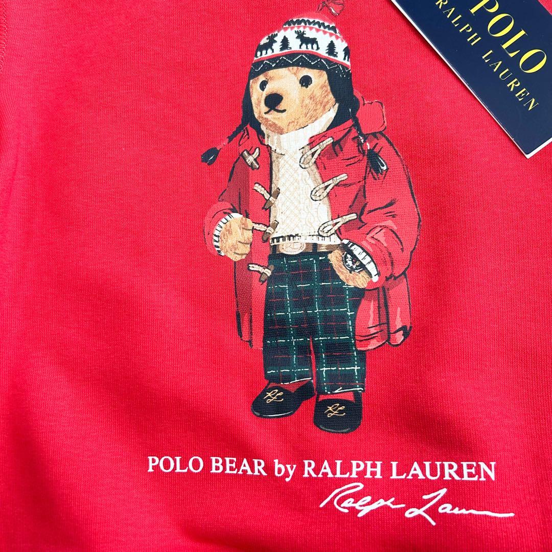 新作◇ラルフローレンポロベアフリーススウェット レッド 115
