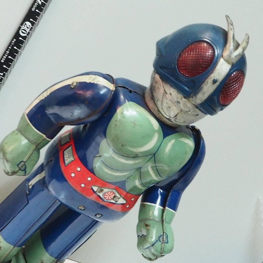 ブルマァク【仮面ライダー電動歩行 錆有 電池蓋リメイク動作不良】ブリキ製 TIN
