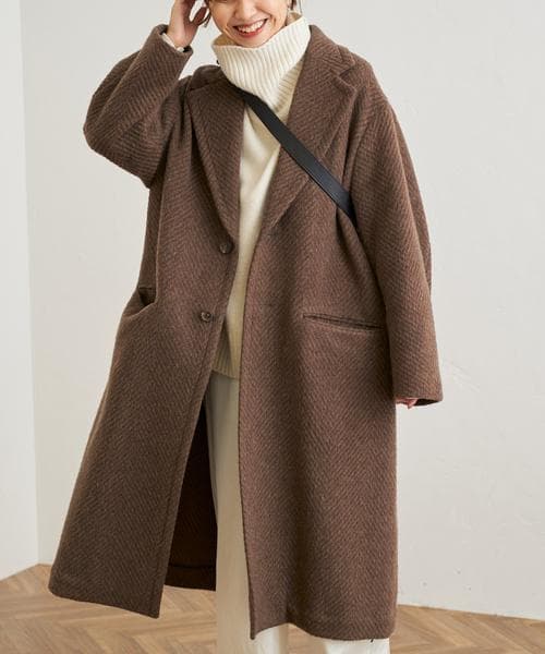 クチュールドアダム ヘリンボーン チェスターコート フレームワーク セール】【COUTURE D`ADAM/クチュールドアダム】Mohair Herring-bone