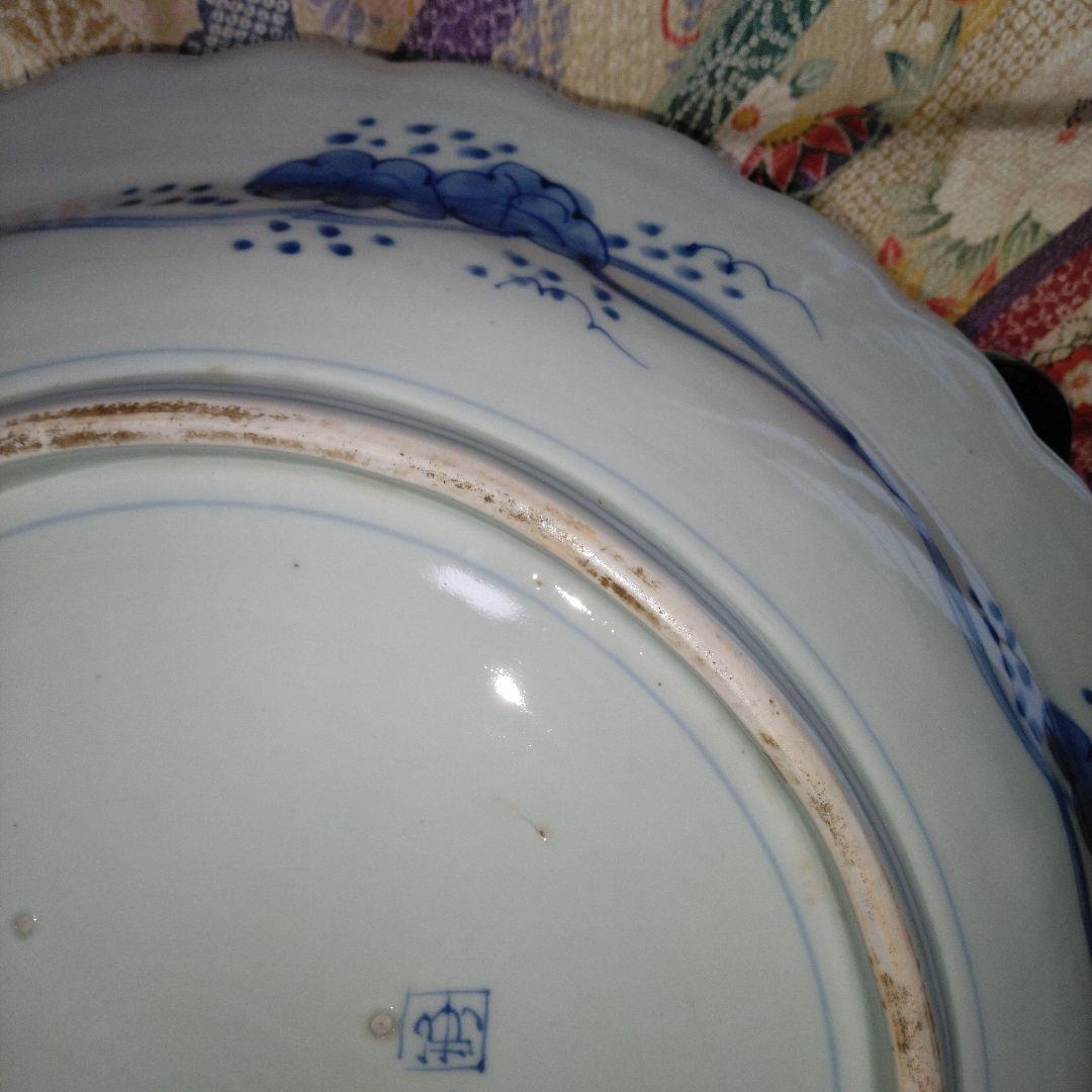 NO291 古伊万里 染付大皿 花唐草文 江戸後期 古伊万里 染付 花