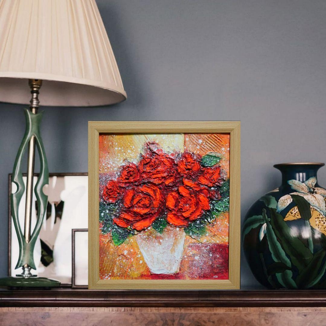 油絵 油彩 油彩画 絵 絵画 【赤い薔薇】