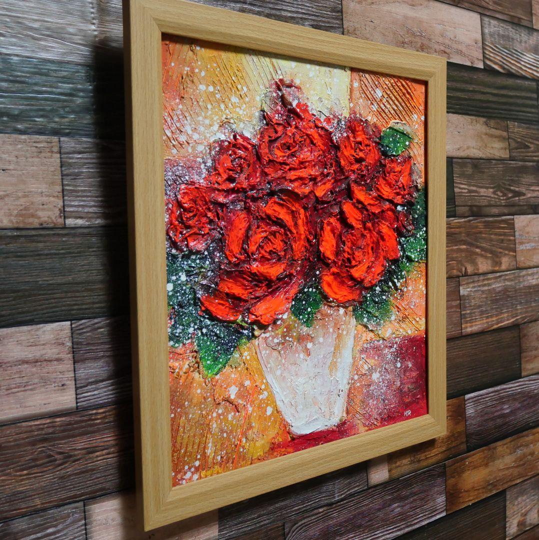 油絵 油彩 油彩画 絵 絵画 【赤い薔薇】