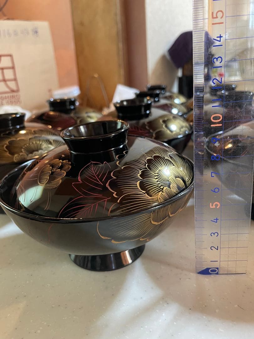 輪島塗吸い物椀10脚セット美品Wajima Lacquer Soup Bowls