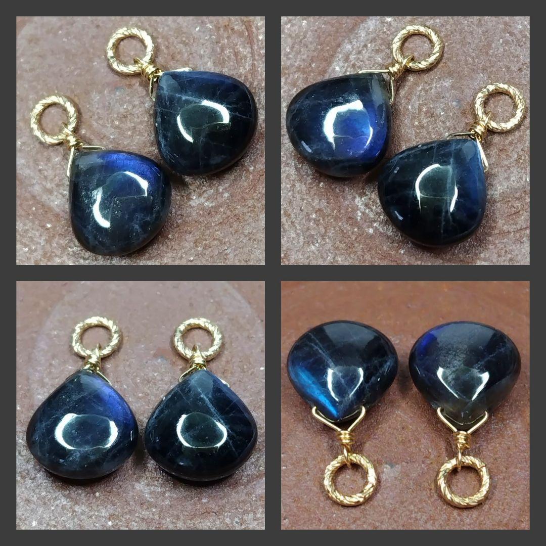 No.1482 希少 スペクトロライト ピアス イヤリング チャーム 14kgf