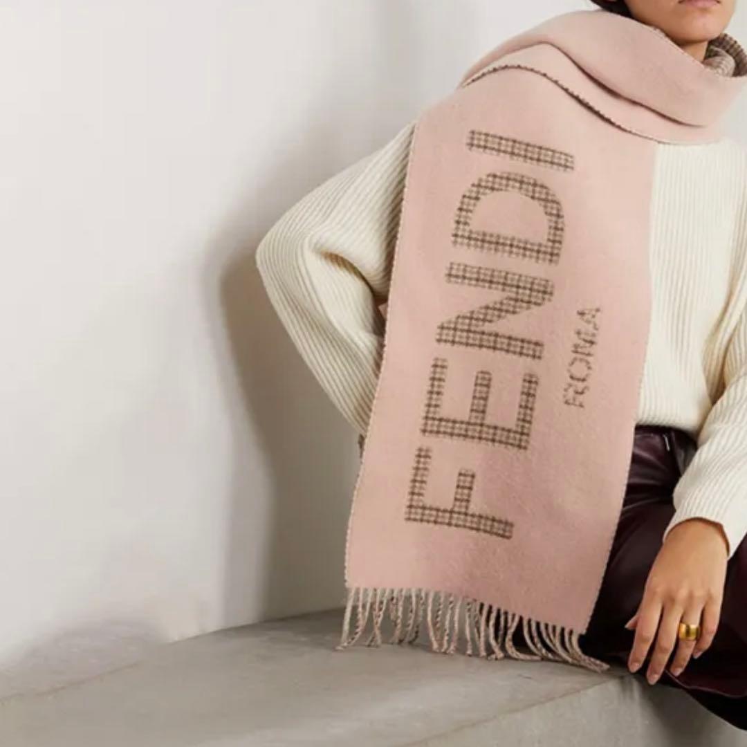 FENDI マフラー レディース 大判 ストール ピンクベージュ 限定色