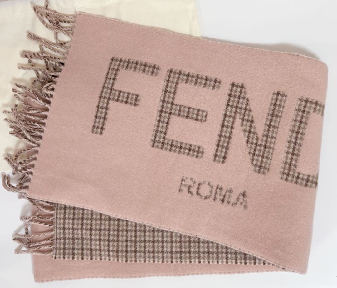 FENDI マフラー レディース 大判 ストール ピンクベージュ 限定色