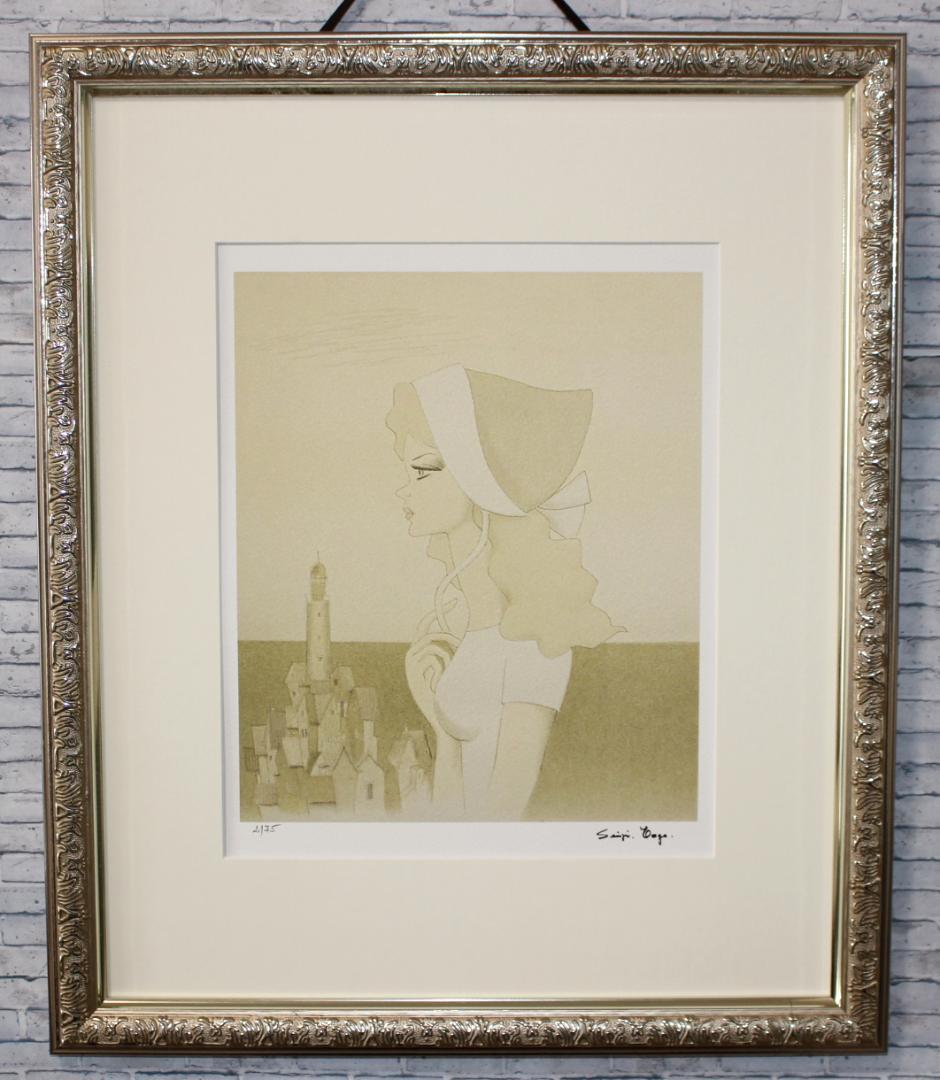 東郷 青児 エスタンプリトグラフ 「美しき乙女の歌ヘる2」 75部限定 2/75