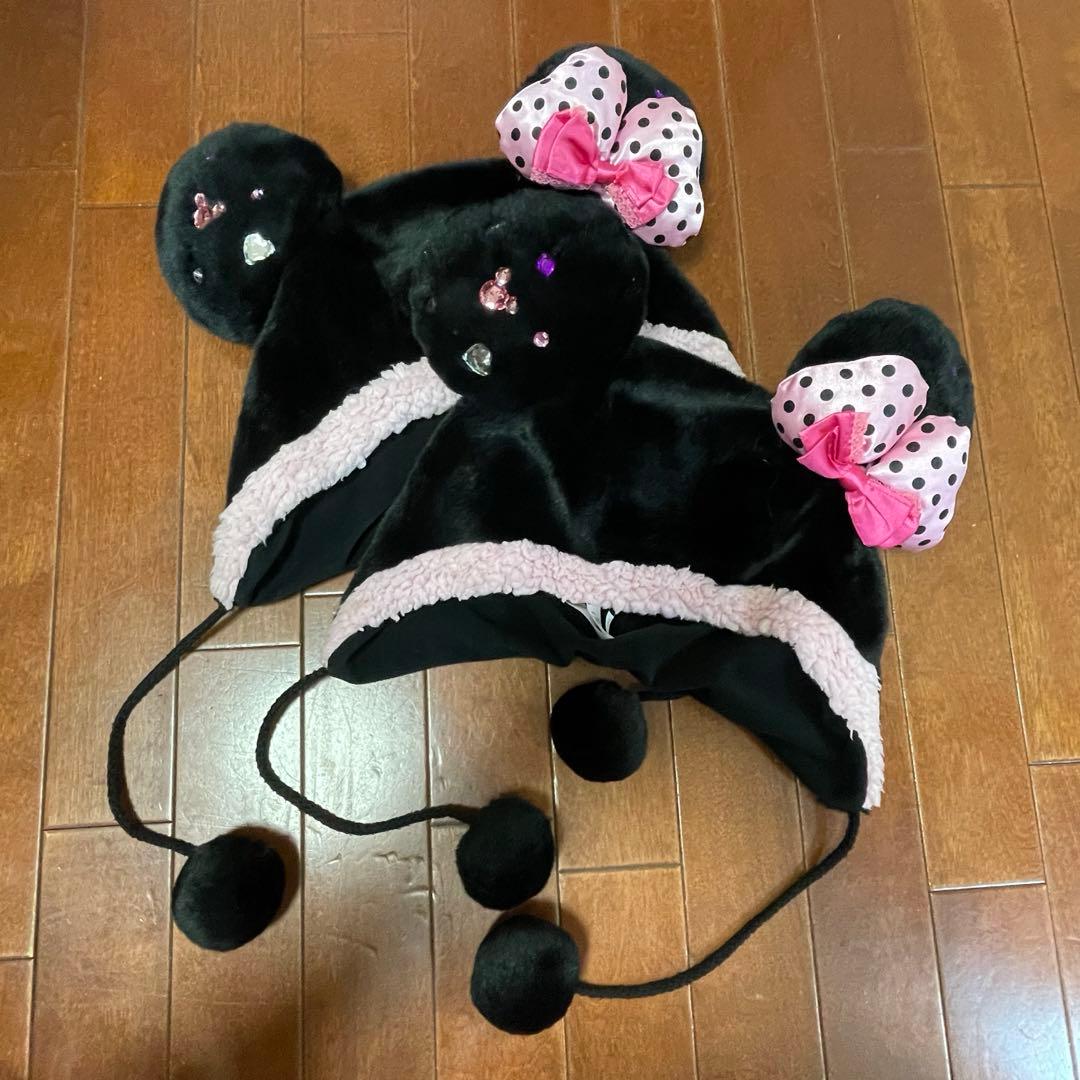 ディズニーファンキャップミニー黒ピンク