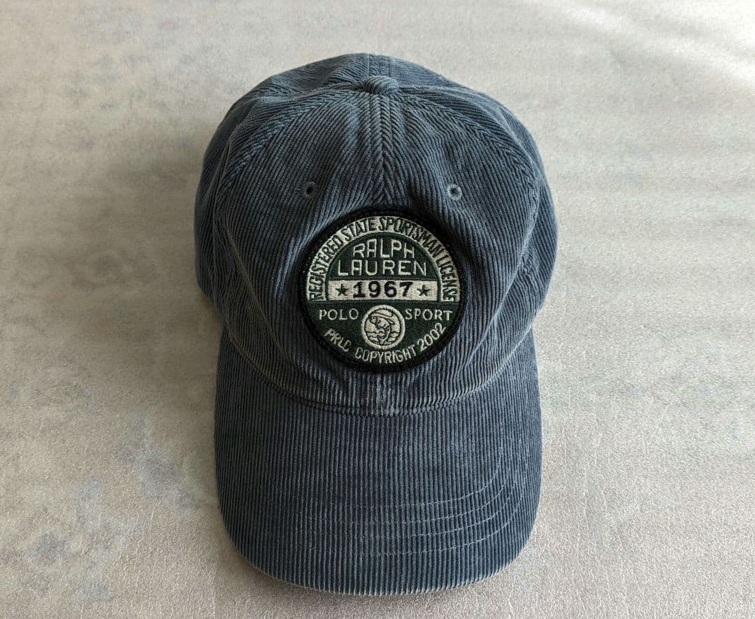 ラルフローレン コーデュロイキャップ 水色系 sportsman 90's POLO