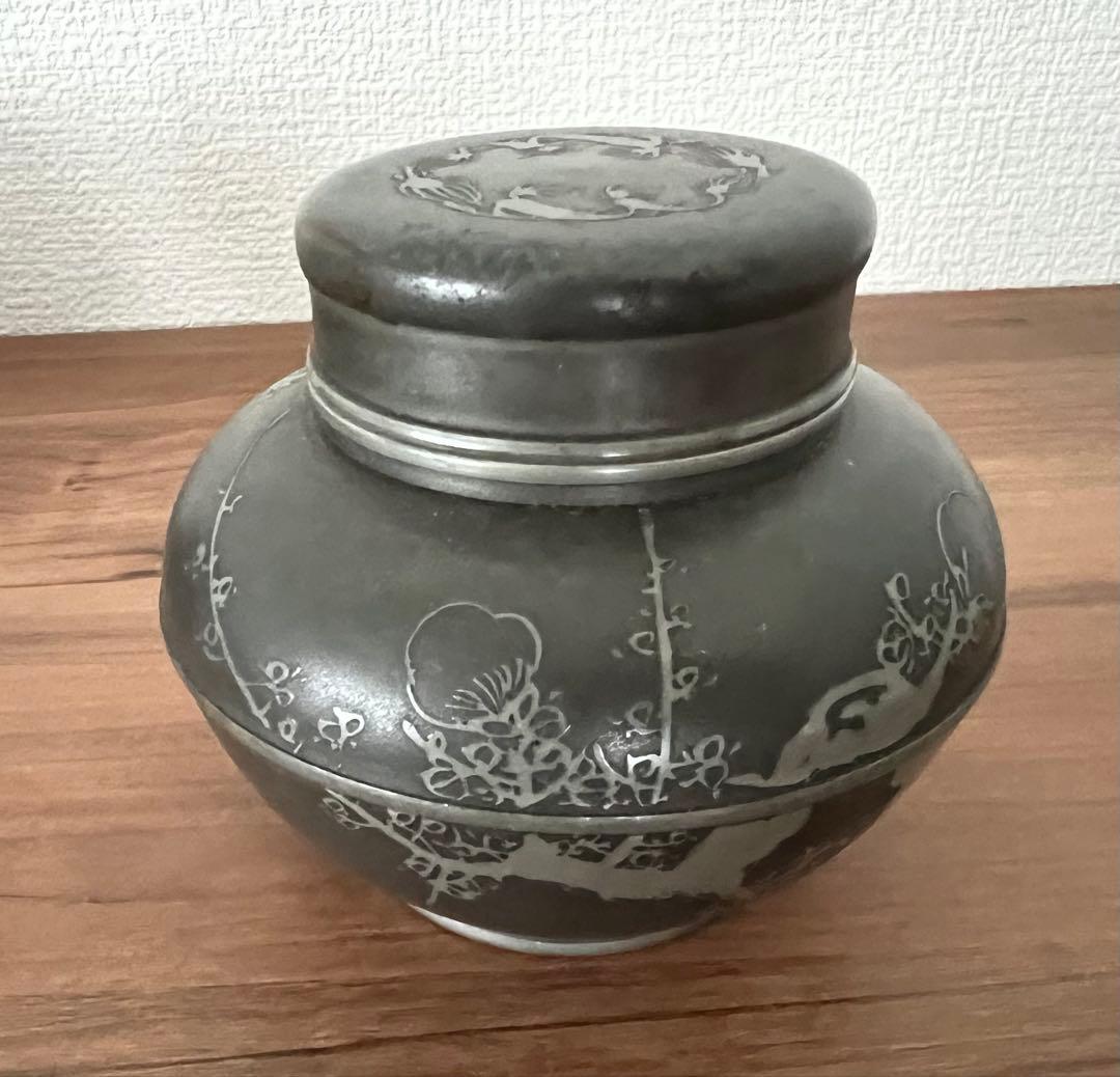 銅製 建水 茶こぼし・錫製茶入 美奈登製/錫茶托 5客セット