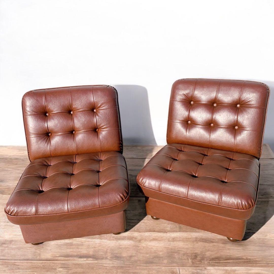 【送料無料】Karimoku カリモク 本革レザー 2人掛けソファ 昭和レトロ