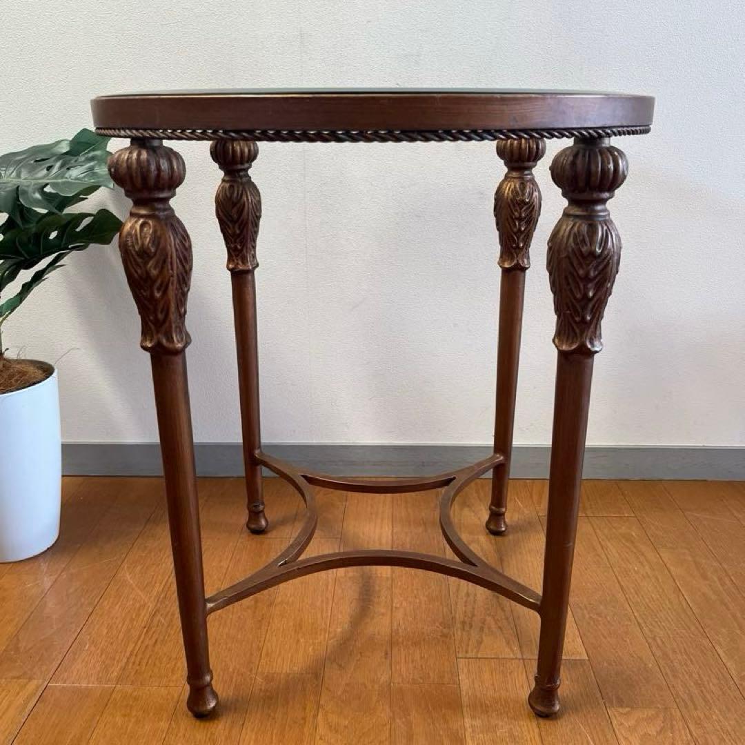 アンティーク調 ガラステーブル ヴィンテージ レトロモダン