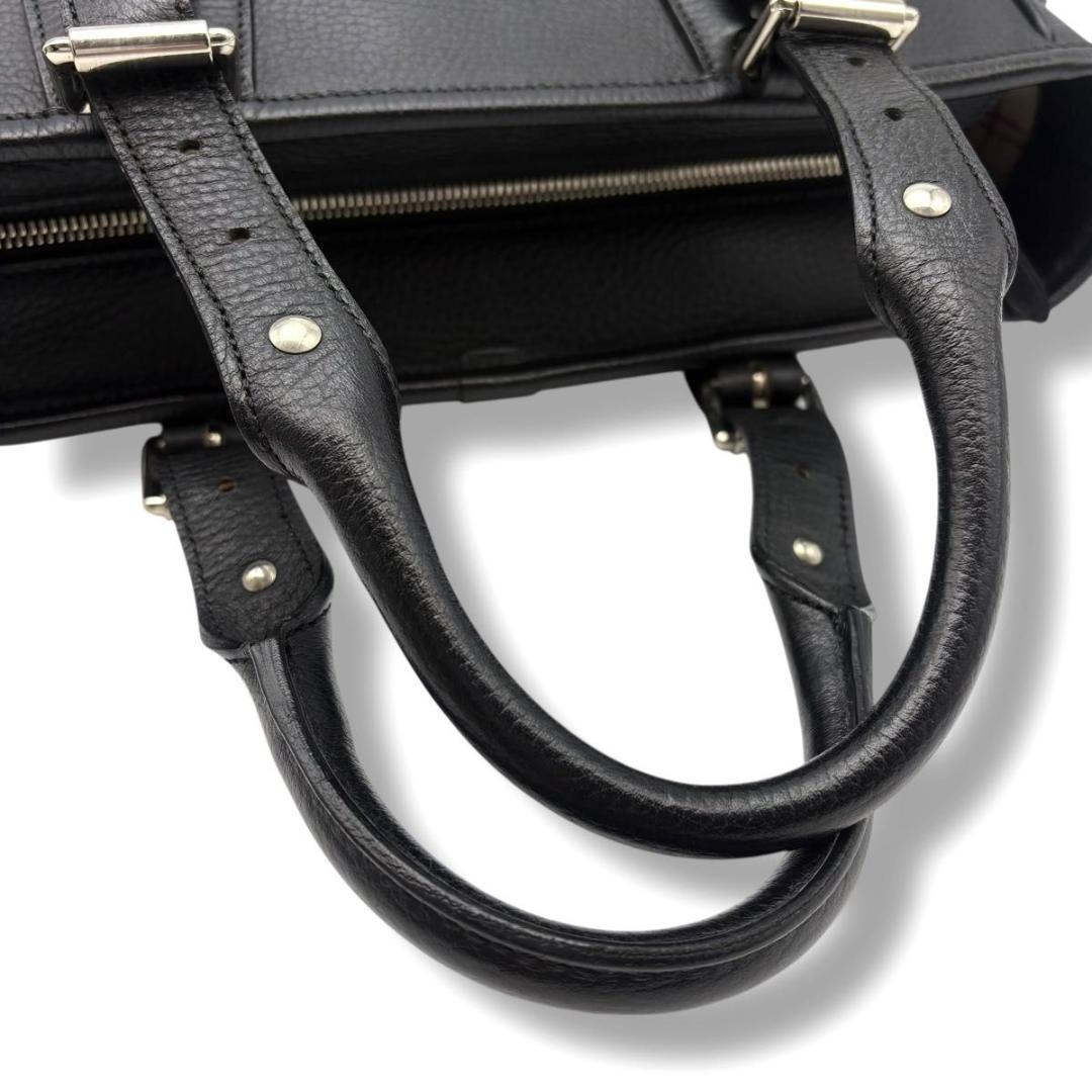 美品 BURBERRY バーバリー ハンドバッグ ノバチェック　レザー　ブラック