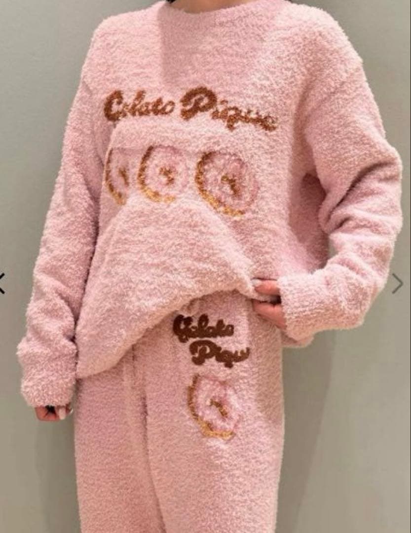 【新品】ジェラートピケ　ドーナツジャガードプルオーバー&ロングパンツ　ピンク