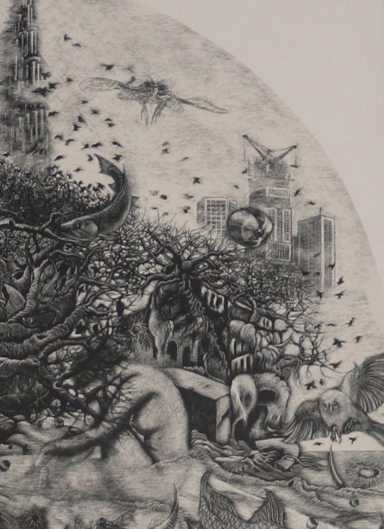 小林敬生　「蘇生の刻・飛翔」小口木版画　約６８×４６ｃｍ　《真作》　ｍｃ