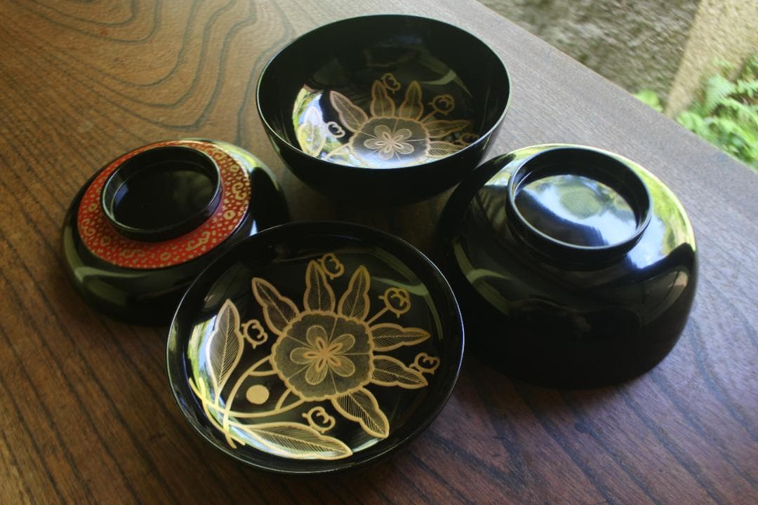 時代逸品！優美な塗分けに極上木芙蓉蒔絵の映えるお椀2点（検