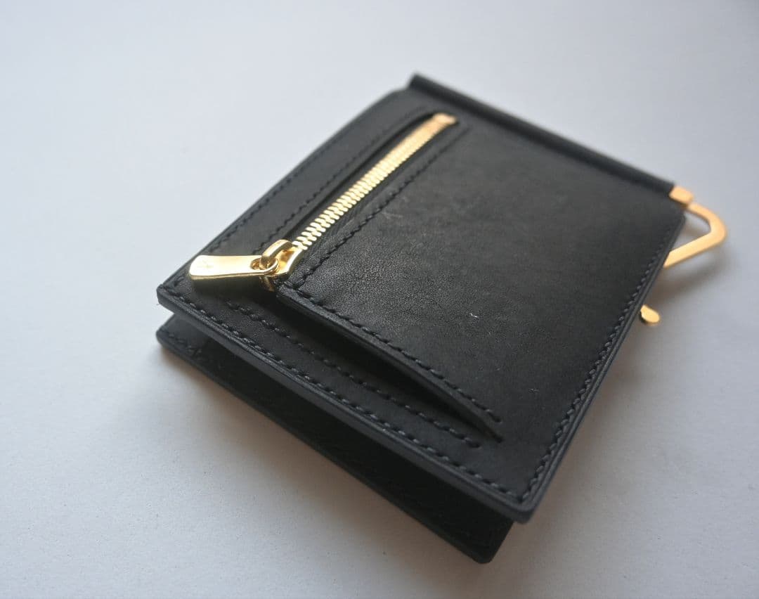 マネークリップ【ブラック】　イタリアンレザー　マルゴー　二つ折り財布