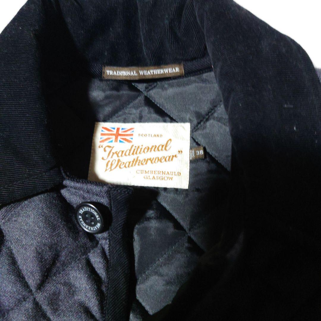 トラディショナルウェザーウェアWAVERLYキルティング人気ネイビー美品暖かい