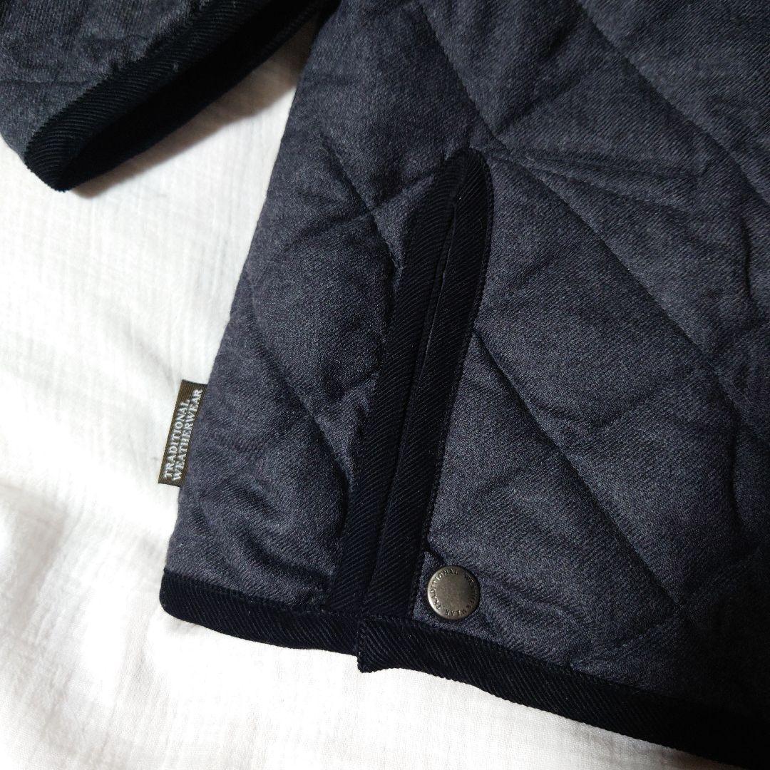 トラディショナルウェザーウェアWAVERLYキルティング人気ネイビー美品暖かい
