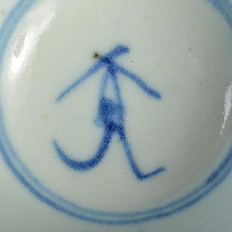 中国　青花　花文　煎茶碗　五客　時代箱付　M　R7281