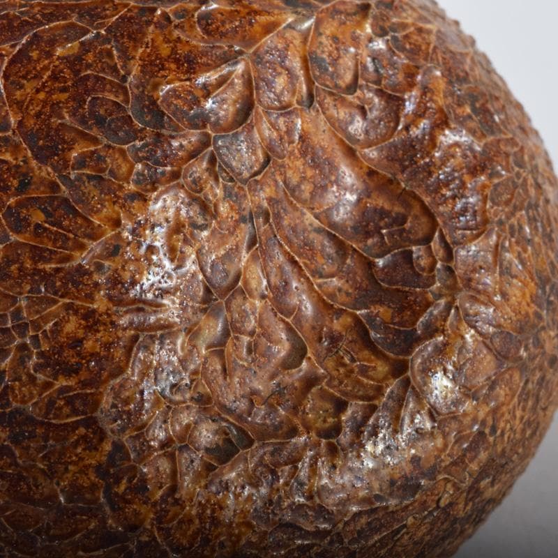 上野焼　十時窯　白川卓甫作　飴釉　細口瓶　花瓶　C　7218