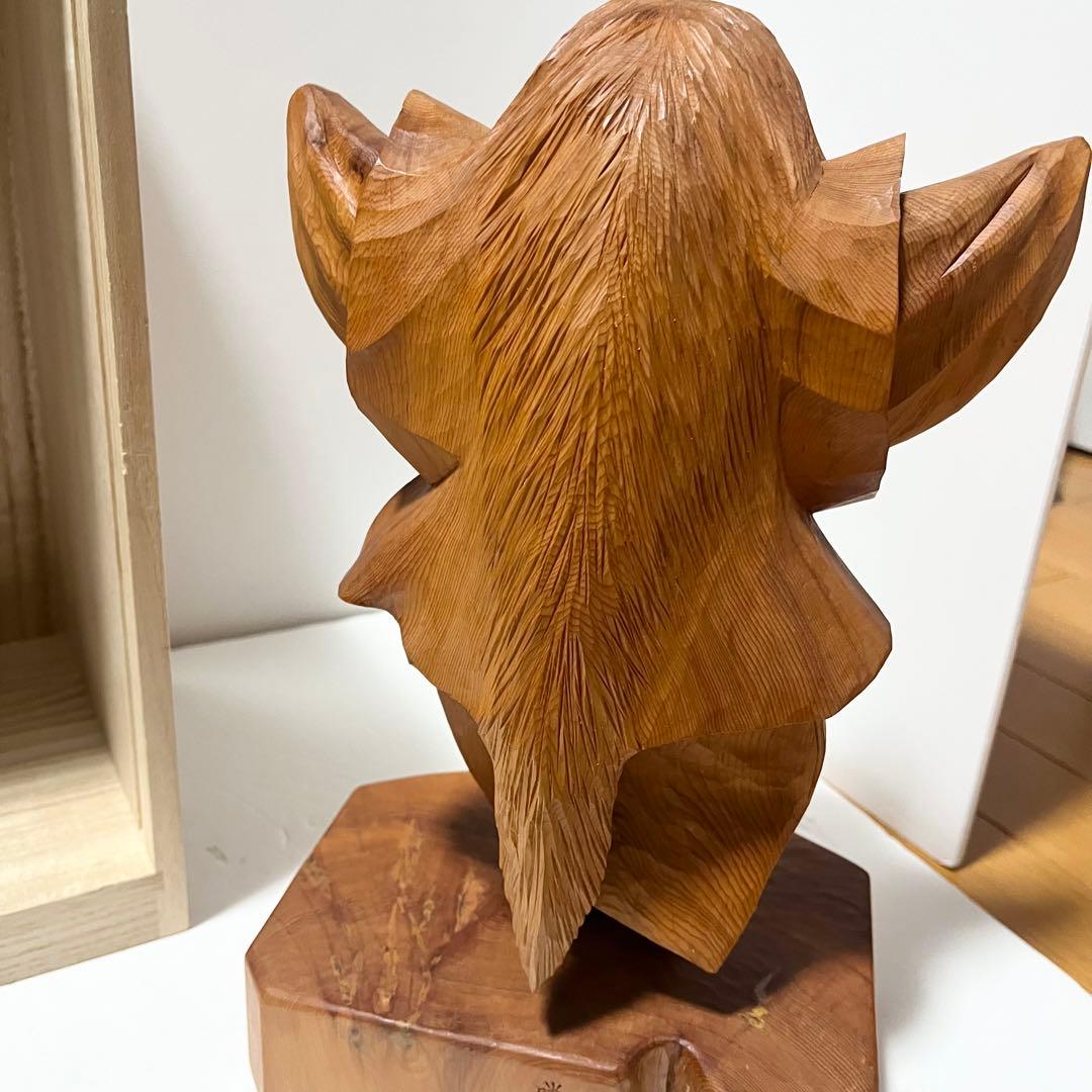 希少 レア 一位一刀彫り 飛騨高山一刀彫第一人者・東勝廣「石橋」共箱