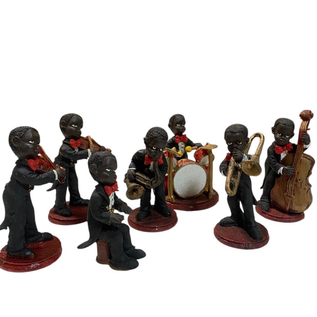 ジャズバンド 黒人バンド フィギュア 7体セット 置物 インテリア