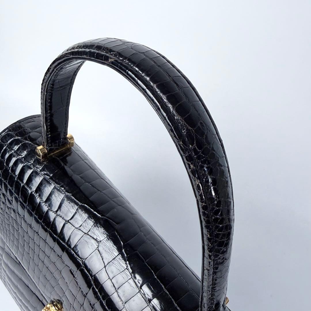 WATA‐ICHI　シャイニングクロコ　センター取り　トップハンドル　黒