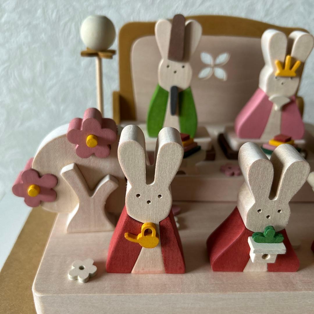 組み木ひな祭りうさぎ人形セット　ブレーメンの音楽隊