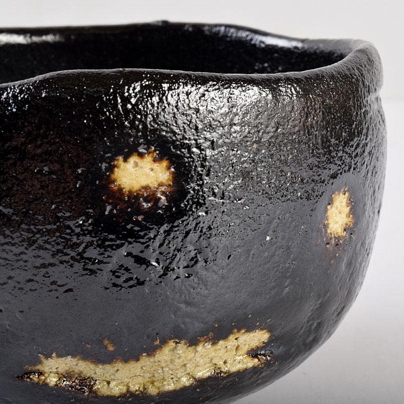 茶道具 楽吉左衛門 黒楽茶碗 銘光明 仕覆付 共布 碌々斎極め