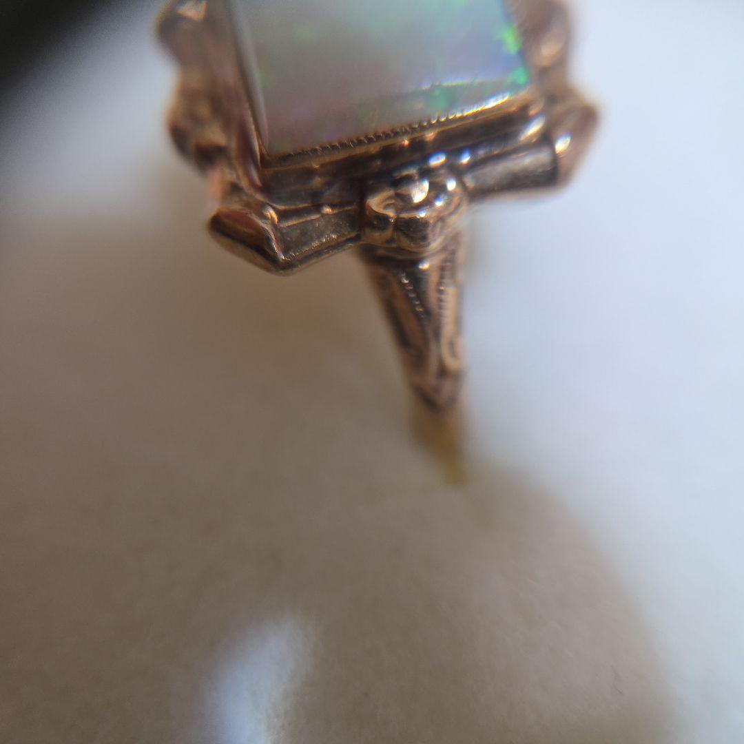 ヴィンテージ品 K10YG オパール スクエア リング