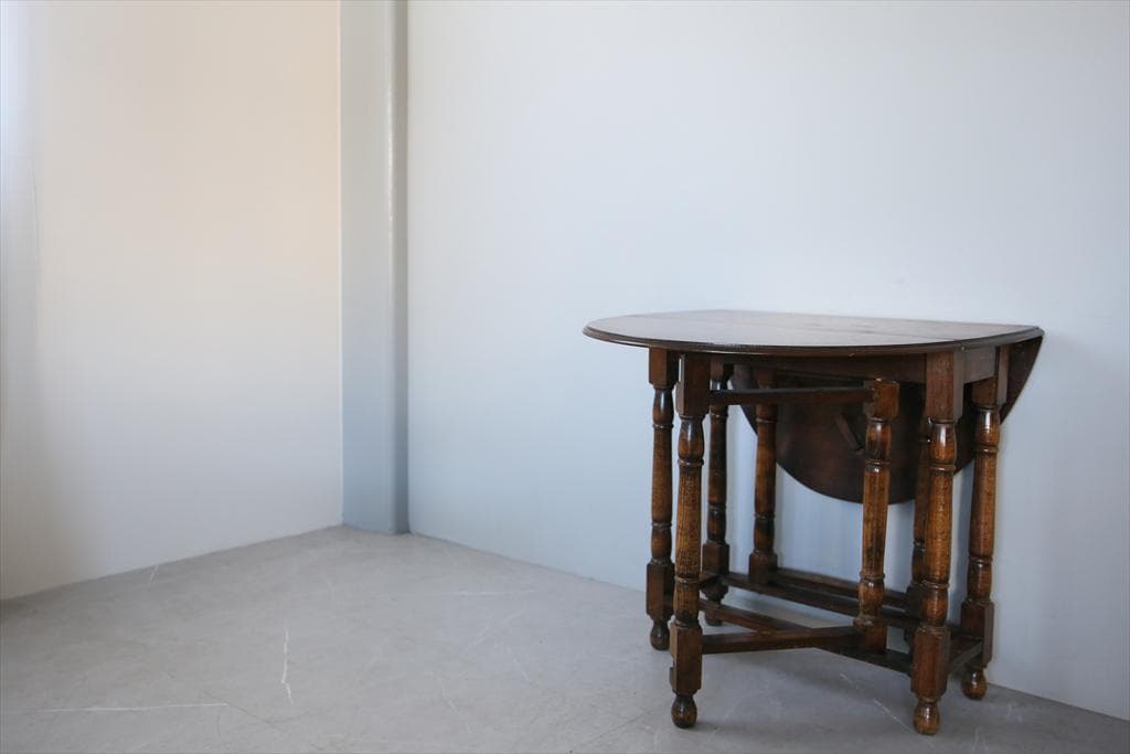 英国アンティーク木製ゲートレッグテーブル/ダイニング机バタフライ(92-158)