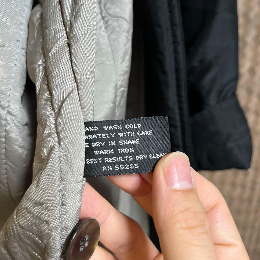 90s ヴィンテージ ナイロン中綿 ロングコート 黒