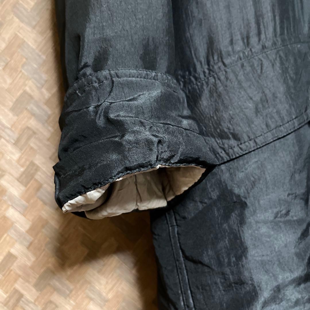 90s ヴィンテージ ナイロン中綿 ロングコート 黒