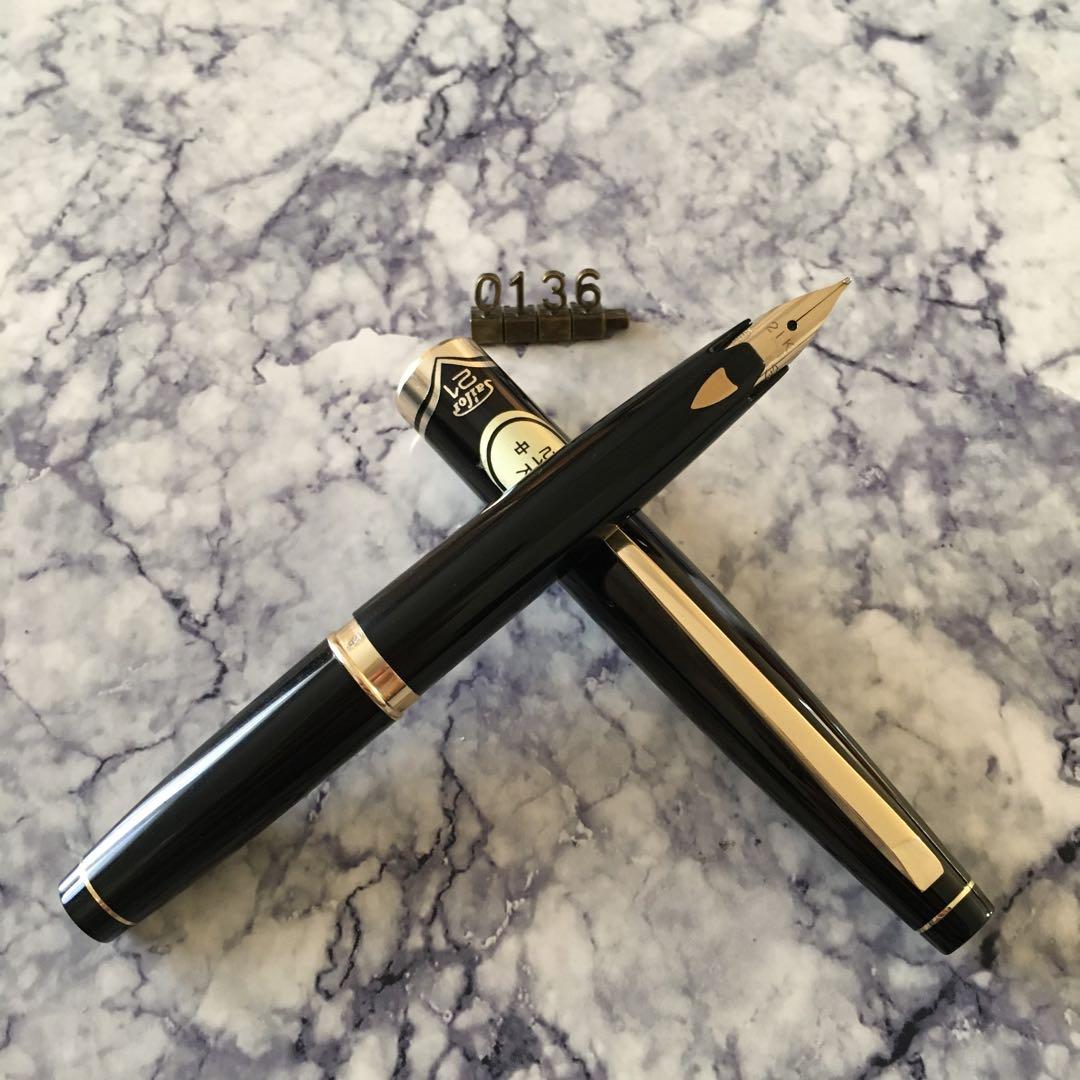 0136 オーバーホール済み 万年筆 SAILOR ショート象嵌 21k
