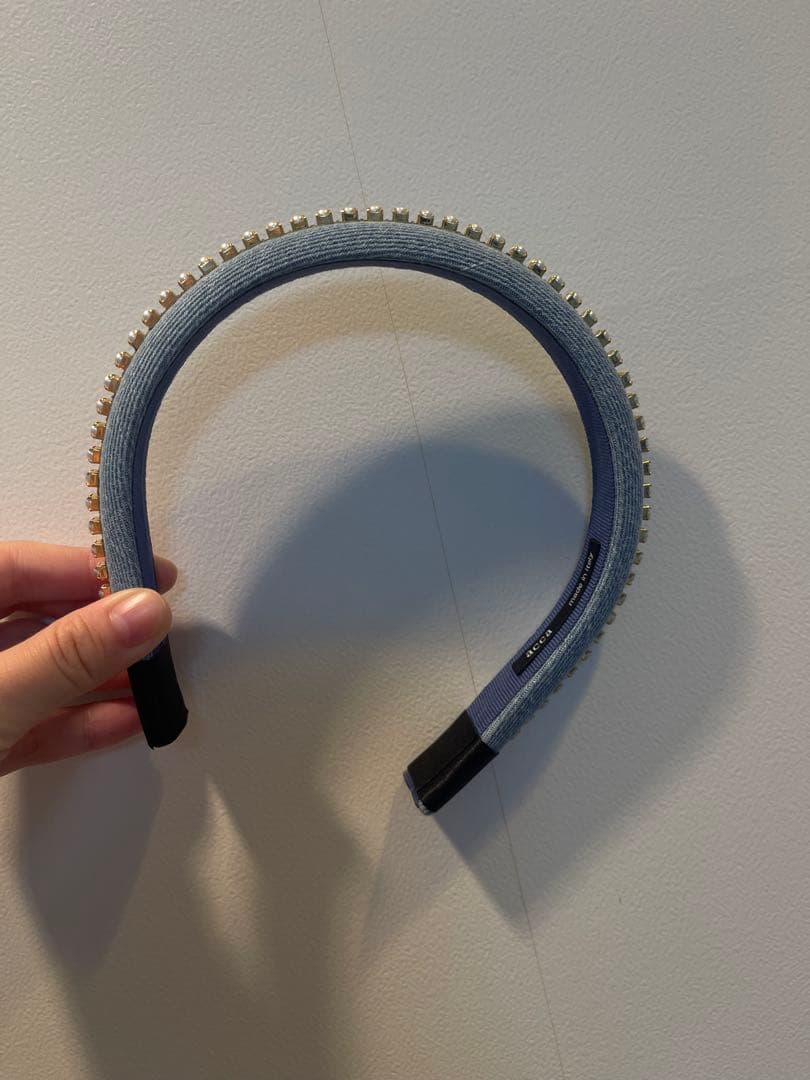 デニムアズールパールチェーンカチューシャ　acca ブルー