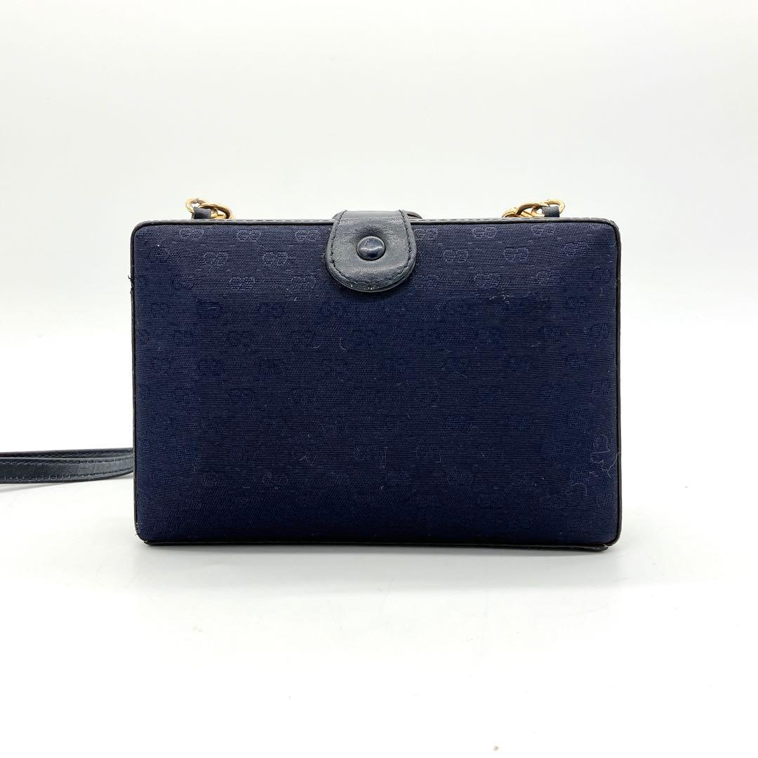 【OLD GUCCI】かっちりBox型　ミニショルダーバッグ　GG柄