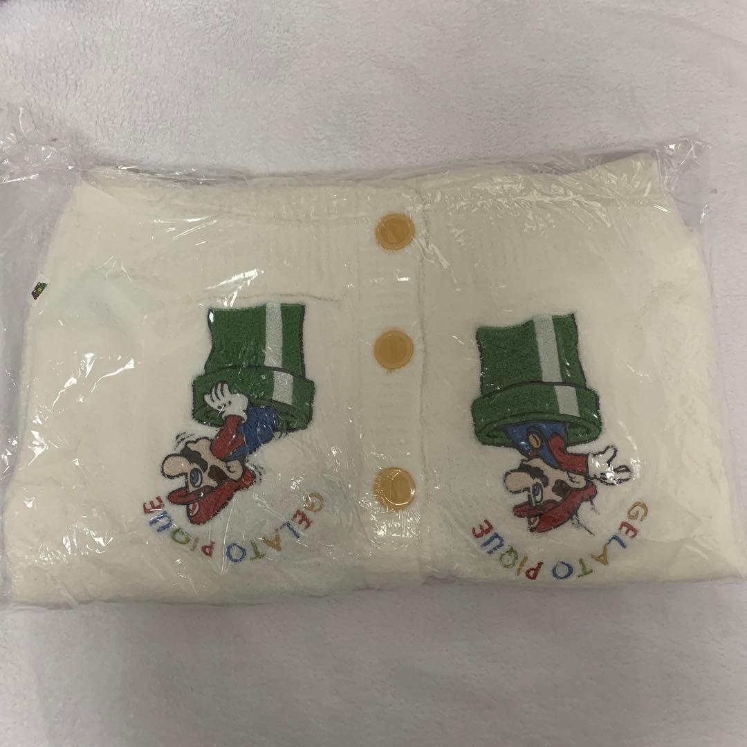 【新品タグ付き】ジェラートピケ　マリオ　ベビモコジャガードショールカーディガン