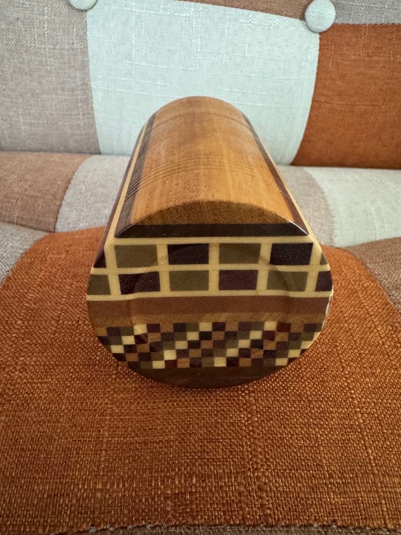 箱根寄木細工 ムク 筒形茶筒 価格交渉お気軽に。