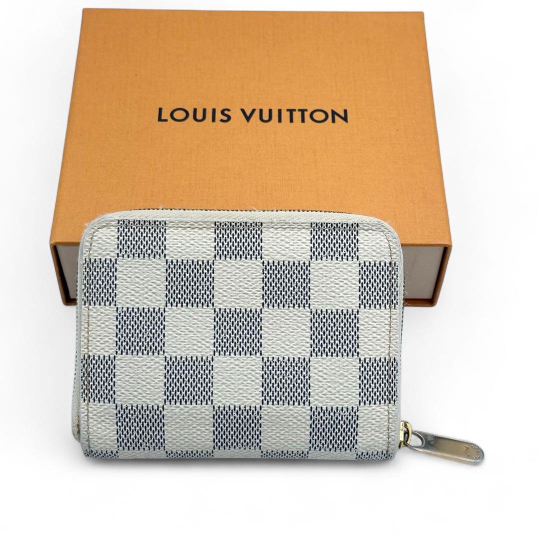 【美品】ルイヴィトン ジッピーパース ダミエ アズール 白 ホワイト