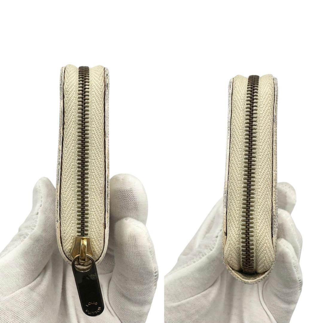 【美品】ルイヴィトン ジッピーパース ダミエ アズール 白 ホワイト