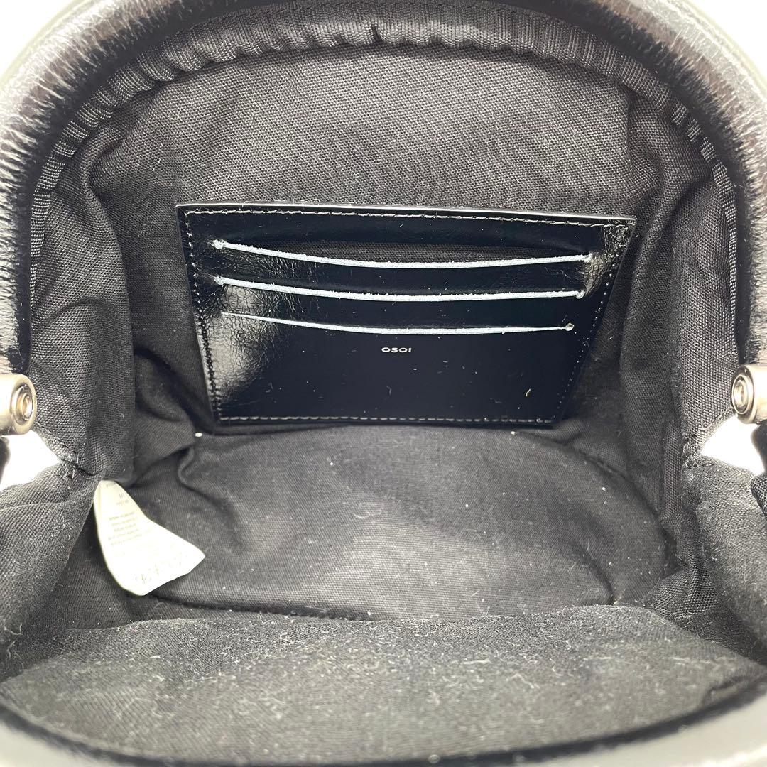 【極美品】OSOI　サークルバッグ　2way ロゴ　シルバー金具　レザー　黒