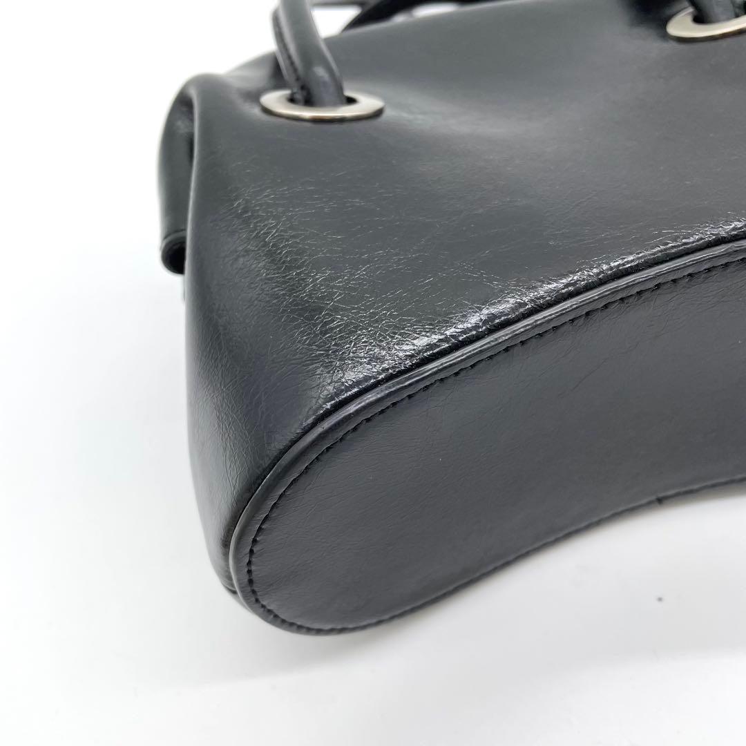 【極美品】OSOI　サークルバッグ　2way ロゴ　シルバー金具　レザー　黒