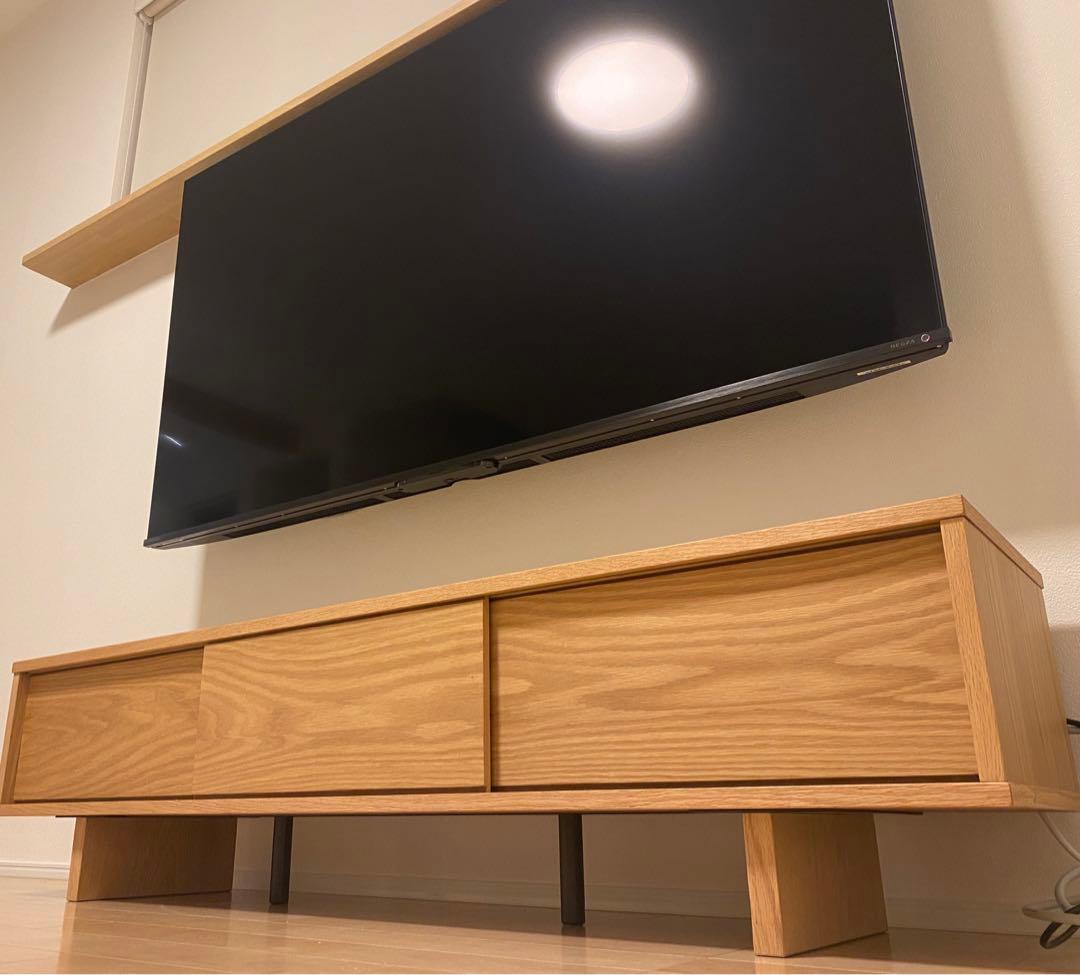 無印良品】オーク材AVラック薄型（引戸）・幅150cm