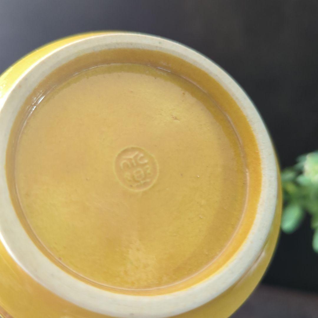 陶芸 茶道具 交趾焼 永楽善五郎造 黄交趾 牡丹唐草紋 火入 煙草