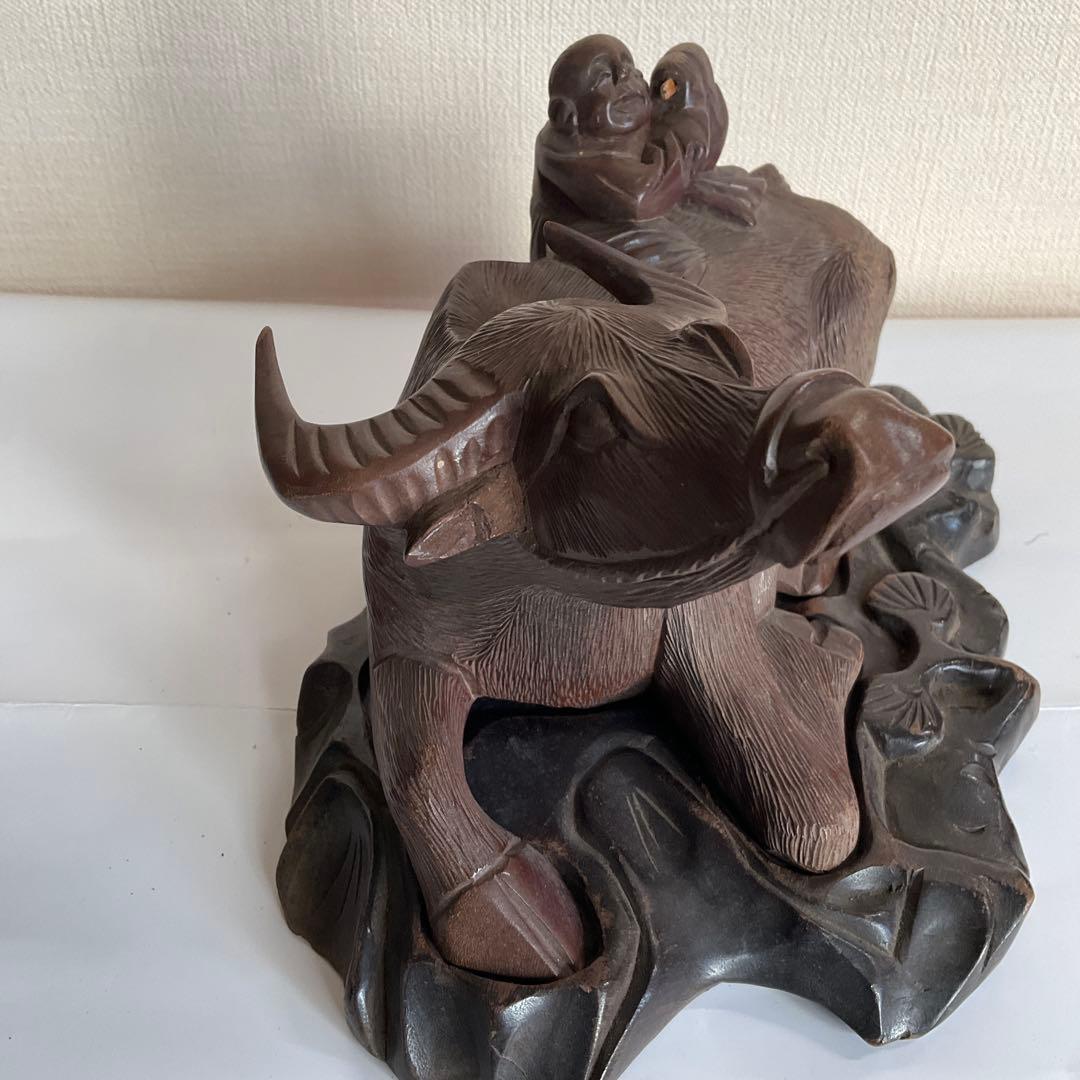 木彫 牛乗り笛吹童子