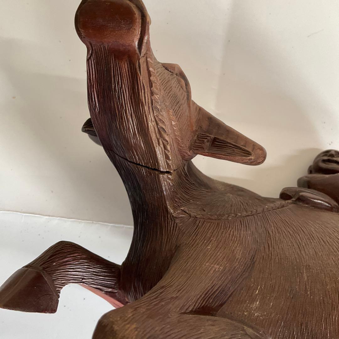 木彫 牛乗り笛吹童子